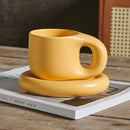 GobekUsa Ink Splash Ceramic Mug Set with Oval Plate - 400ml Capacity