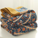 GobekUsa Cotton Picnic Blanket/Bedspread - Double Bed 150 Flowers Blue, High Quality Pillowcases