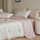 GobekUsa Cartoon Embroidery Comforter Set with Silky Cooling Touch Fitted Sheet - Luxury Rayon Bedding Set