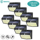 GobekUsa 138 LED Solar Wall Lamp Security Motion Sensor 3 Modes Fence Yard Deck