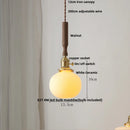 GobekUsa Ceramic LED Pendant Lamp, Walnut Wood Nordic Hanging Light Fixtures