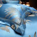GobekUsa Gold Leaves Jacquard Cotton Bedding Set with Smooth Egyptian Cotton Duvet Cover
