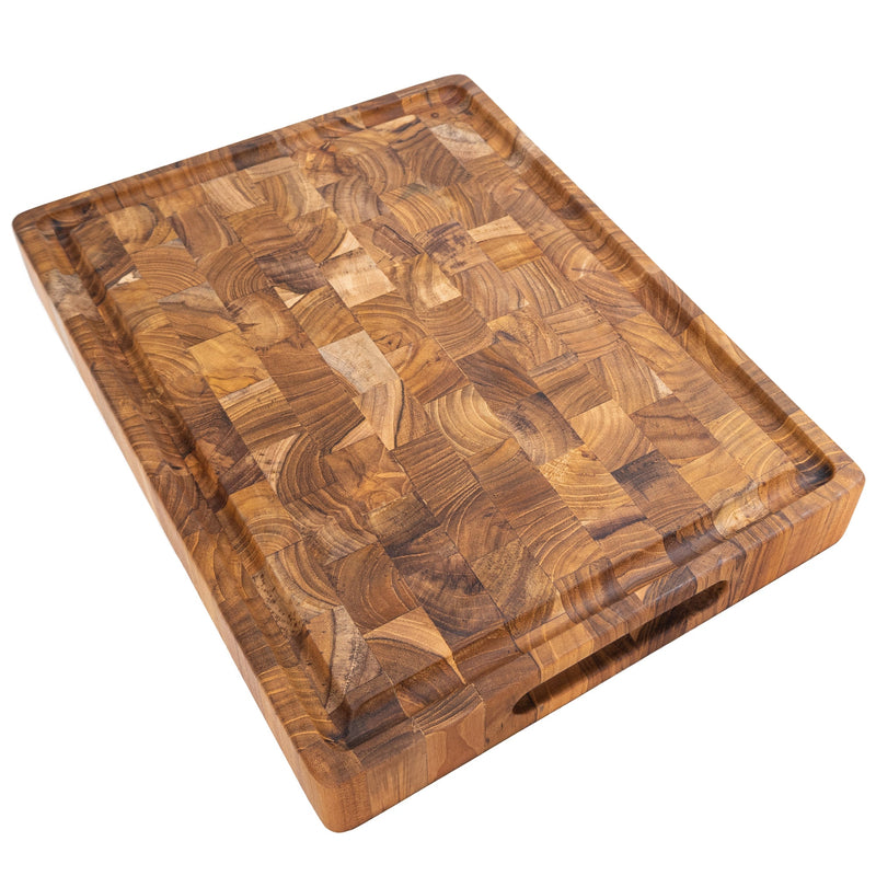 Adobe Checkered Teak Cutting Board - 15"
