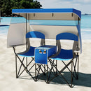 Double Beach Chair with Adjustable Canopy and 3 -Side Shading Curtains by LJGDeals