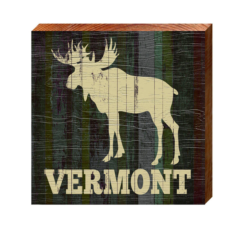 Vermont Moose Dark Boards | Wall Art Print on Real Wood