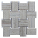 Light Beige with Soft Gray 11x11 Polished Basketweave Crystal Sand Thassoss Marble Mosaic Tile (5 pack, 4.13 sq ft/case)