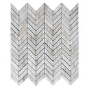 Frosted White with Gray Vein 11x13 Polished Chevron Crystal Sand Marble Mosaic Tile (5 pack, 4.9 sq ft/case)