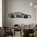 Ferrari Testarossa Metal Car Wall Art with Rotating Wheels - Iconic 80s Supercar Silhouette - Interactive Retro Automotive Decor - KAFMEKA136