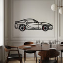Toyota GR Supra (A90) Metal Car Wall Art with Rotating Wheels - Modern JDM Legend Silhouette - Interactive Automotive Wall Decor - KAFMEKA156