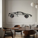 Ferrari SF90 Stradale Metal Car Wall Art with Rotating Wheels - Hybrid Hypercar Silhouette - Interactive Automotive Wall Decor - KAFMEKA135