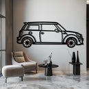 Mini Cooper Metal Car Wall Art with Rotating Wheels - Iconic British Compact Silhouette - Interactive Automotive Wall Decor - KAFMEKA151