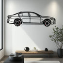 BMW 750i Metal Car Wall Art with Rotating Wheels - Luxury Executive Sedan Silhouette - Interactive Automotive Wall Decor - KAFMEKA104