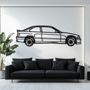 BMW E36 M3 Metal Car Wall Art with Rotating Wheels - 90s Performance Legend Silhouette - Interactive Automotive Wall Decor - KAFMEKA101