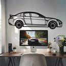 Mazda RX-8 Metal Car Wall Art with Rotating Wheels - Rotary Engine Silhouette - Interactive JDM Automotive Wall Decor - KAFMEKA148