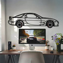 Mazda RX-7 Metal Car Wall Art with Rotating Wheels - FD3S Rotary Legend Silhouette - Interactive Automotive Wall Decor - KAFMEKA147