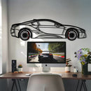 BMW i8 Metal Car Wall Art with Rotating Wheels - Futuristic Hybrid Supercar Silhouette - Interactive Automotive Decor - KAFMEKA106