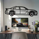 Dodge Charger SRT Metal Car Wall Art with Rotating Wheels - Modern American Muscle Silhouette - Interactive Automotive Wall Decor - KAFMEKA121
