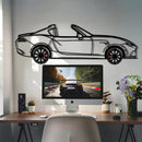 Mazda MX-5 RF Metal Car Wall Art with Rotating Wheels - JDM Roadster Silhouette - Interactive Automotive Wall Decor - KAFMEKA146