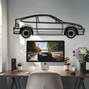 1990 Honda CRX Metal Car Wall Art with Rotating Wheels - JDM Classic Silhouette - Interactive Automotive Wall Decor - KAFMEKA144
