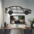 BMW 330 GT F34 Metal Car Wall Art with Rotating Wheels - Gran Turismo Silhouette Decor - Interactive Automotive Wall Art - KAFMEKA103