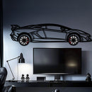 Lamborghini Aventador Metal Car Wall Art with Rotating Wheels - Italian V12 Hypercar Silhouette - Interactive Automotive Wall Decor - KAFMEKA145