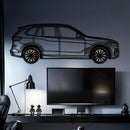BMW X5 Metal Car Wall Art with Rotating Wheels - Modern SAV Silhouette Decor - Interactive Automotive Wall Art - KAFMEKA111