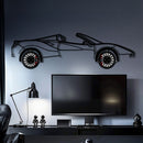 Ferrari 488 Spider Metal Car Wall Art with Rotating Wheels - Italian Twin-Turbo V8 Silhouette - Interactive Automotive Wall Decor - KAFMEKA126