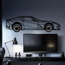 Ferrari 812 Superfast / F12 Metal Car Wall Art with Rotating Wheels - V12 Grand Tourer Silhouette - Interactive Automotive Wall Decor - KAFMEKA127