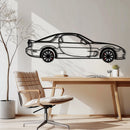Mazda RX-7 Metal Car Wall Art with Rotating Wheels - FD3S Rotary Legend Silhouette - Interactive Automotive Wall Decor - KAFMEKA147