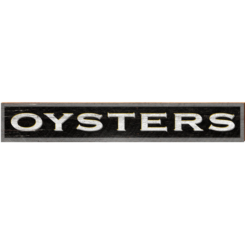 Oysters Black Sign | Wall Art Print on Real Wood