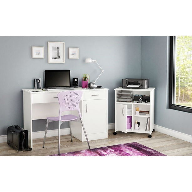 Modern Home Office Printer Stand Cart with Casters in White, photo 3 of 4