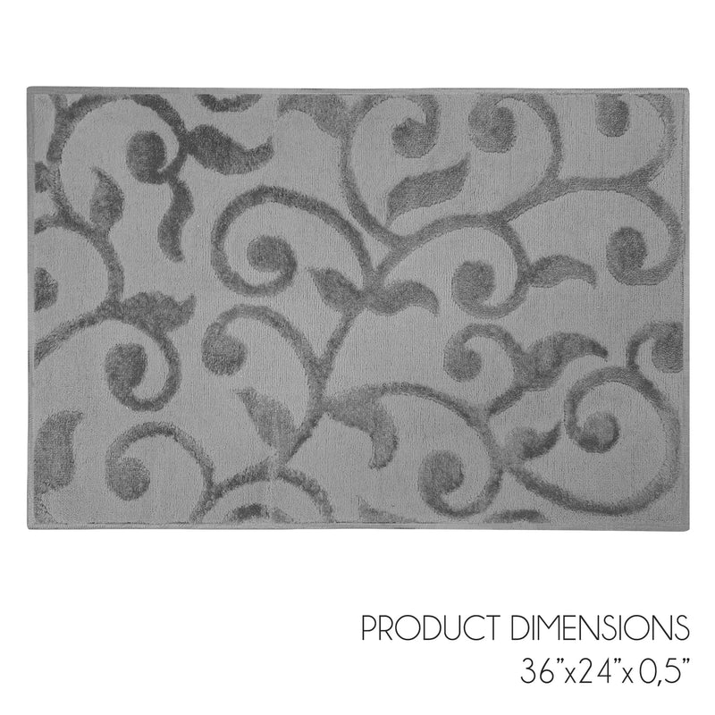 Sussex Home, Landing Rug, Slip Resistant Indoor Carpets Includes Adhesive Tape 2” x 3”-Floral Collection |Gray