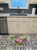 Winter Floral by Anne Searle Memory Foam Kitchen Mat Machine Washable Anti-Fatigue Cushion Comfort Bath or Kitchen Rug