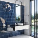 Blue 1x8 Glossy Ceramic Bullnose Tile Trim (10 pack, 0.556 sq ft/case)