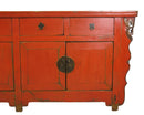 9 Feet Long Red Antique Chinese Buffet Sideboard Cabinet