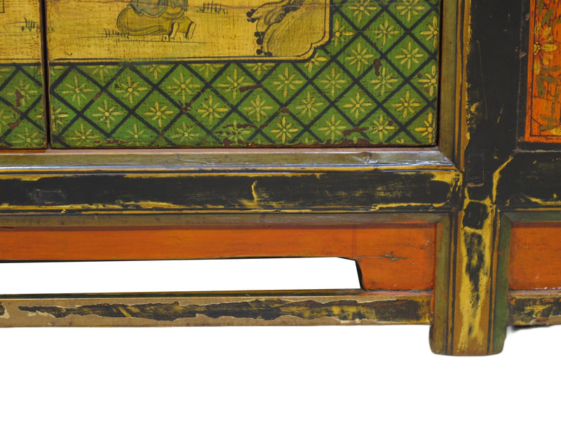 9 Feet Long Hand Painted Antique Asian Sideboard
