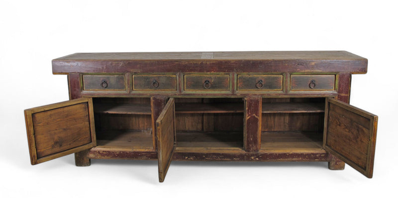 Hand Painted 98" Inch Long Asian Buffet Sideboard