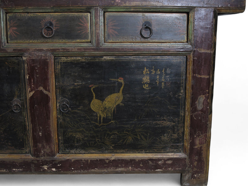 Hand Painted 98" Inch Long Asian Buffet Sideboard