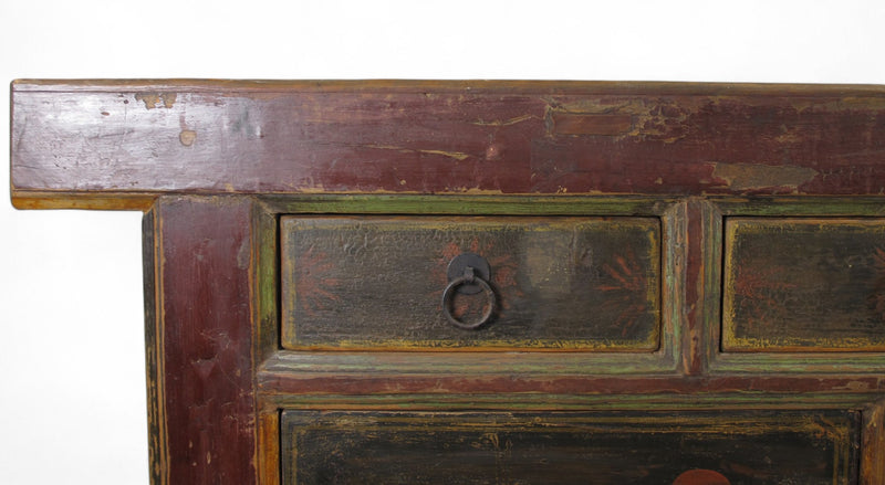 Hand Painted 98" Inch Long Asian Buffet Sideboard