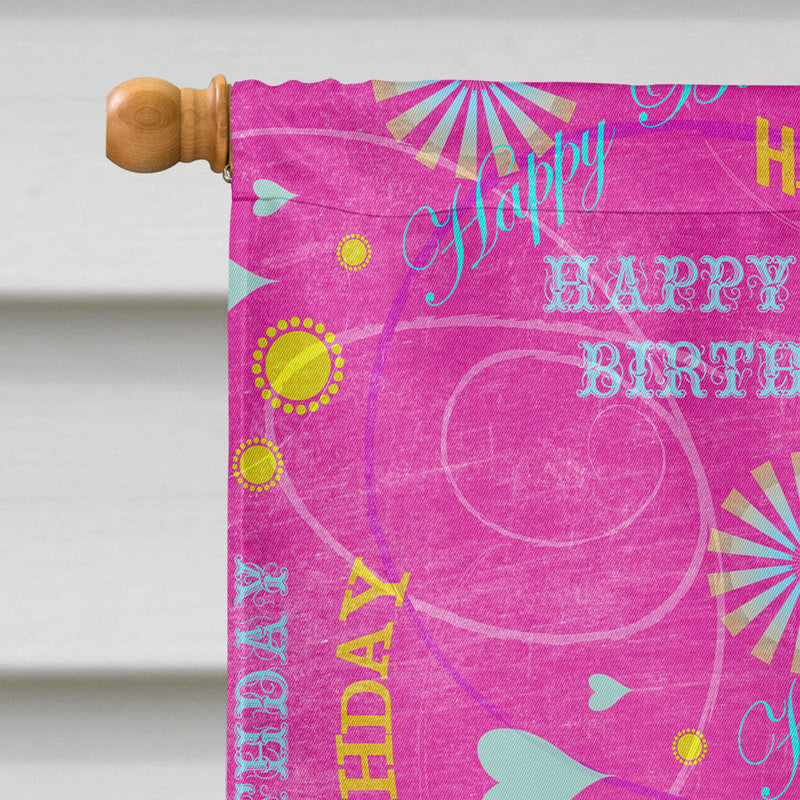 Happy Birthday Pink Flag Canvas House Size