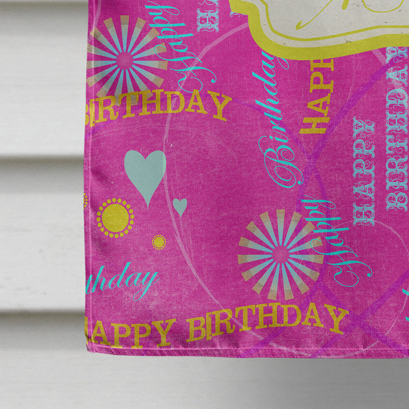 Happy Birthday Pink Flag Canvas House Size