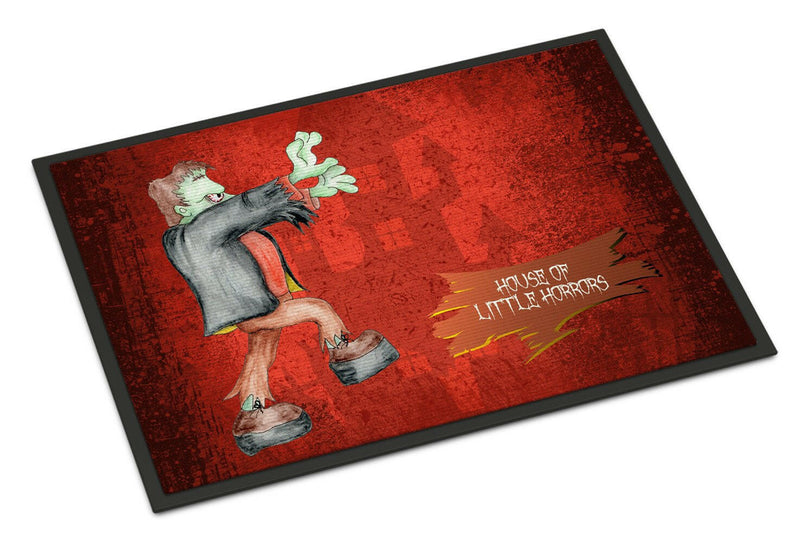 Little House of Horrors with Frankenstein Halloween 18x27 Doormat