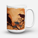 Beware of the Black Crows Halloween Ceramic Coffee Mug 15 oz Decorative Large C Handle Mug Cup for Tea, Cocoa Hot Chocolate