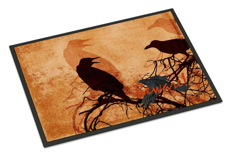 Beware of the Black Crows Halloween Indoor or Outdoor Mat 24x36 Doormat