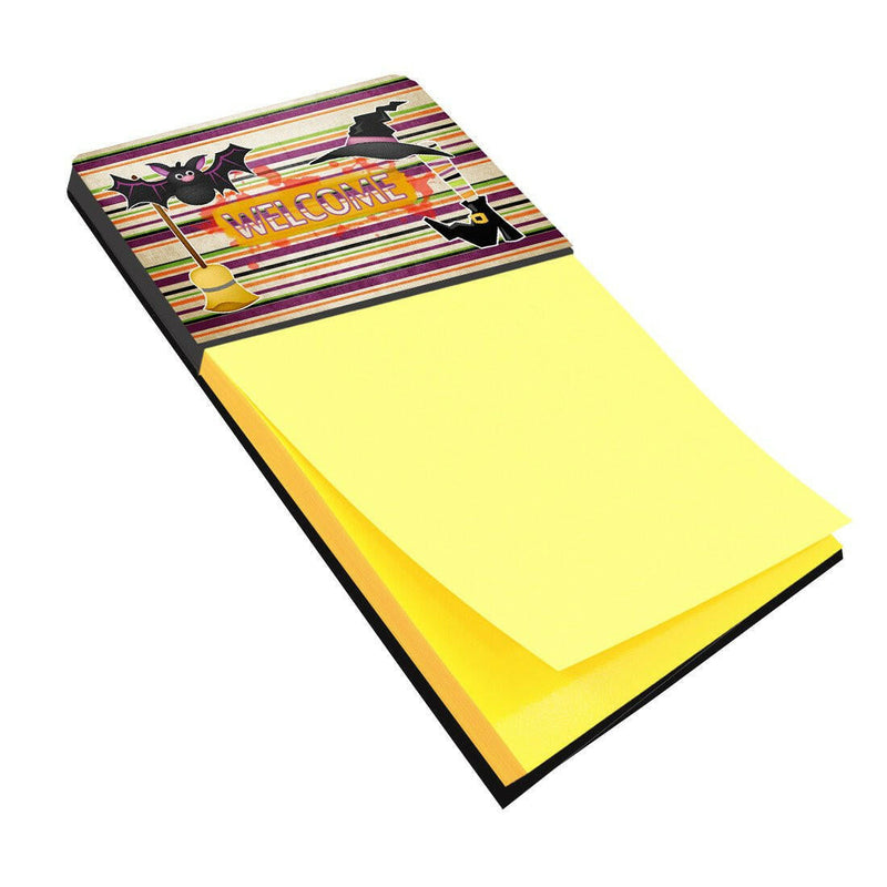 Witch Costume and Broom on Stripes Halloween Refiillable Sticky Note Holder or Note Dispenser SB3010SN