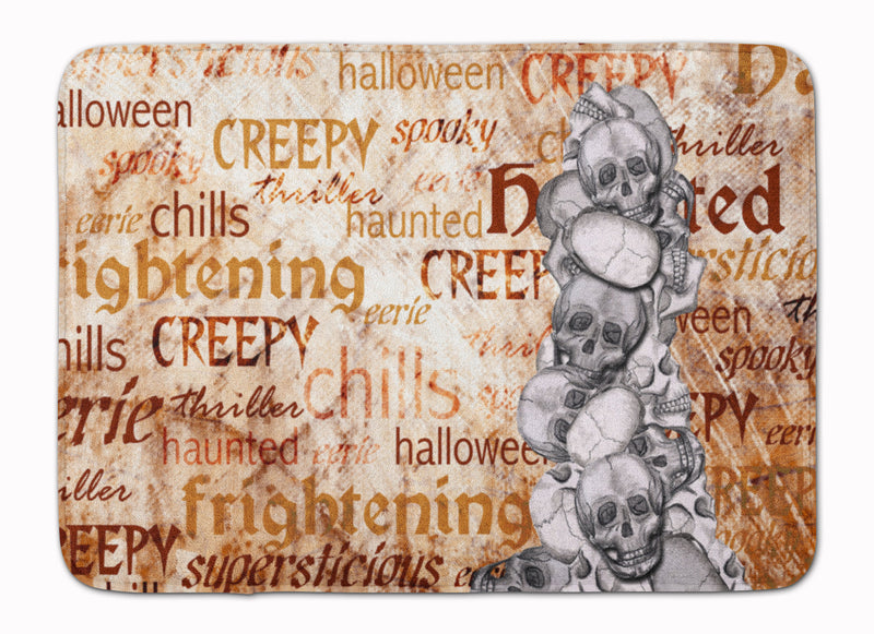 Creepy, Haunted and Frightful with skulls Halloween Machine Washable Memory Foam Mat SB3012RUG