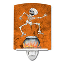 Skeleton jumping from Witches Caldron Halloween Ceramic Night Light Compact, UL-Certified, Ideal for Bedroom, Bathroom, Nursery, Hallway, Kitchen, 6x4x3, Multicolor