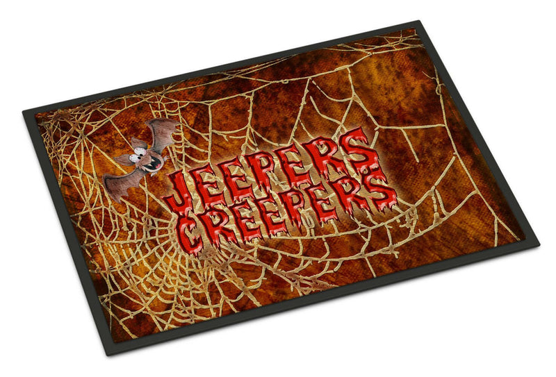 Jeepers Creepers with Bat and Spider web Halloween 24x36 Doormat