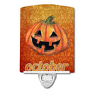 October Pumpkin Halloween Ceramic Night Light Compact, UL-Certified, Ideal for Bedroom, Bathroom, Nursery, Hallway, Kitchen, 6x4x3, Multicolor