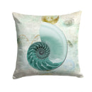 Beach Volute Shell Decorative Throw Pillow 14x14 Indoor Outdoor Accent Cushion, Fabric Cover with Insert for Sofa, Bed, Porch & Living Room